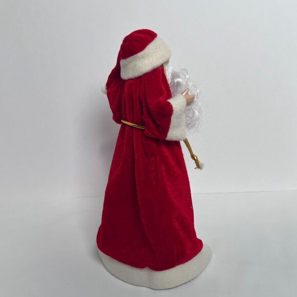 Vintage Christmas Santa Claus Tree Topper 9" Red Velvet Robe Saint Nick Holiday - Picture 5 of 8